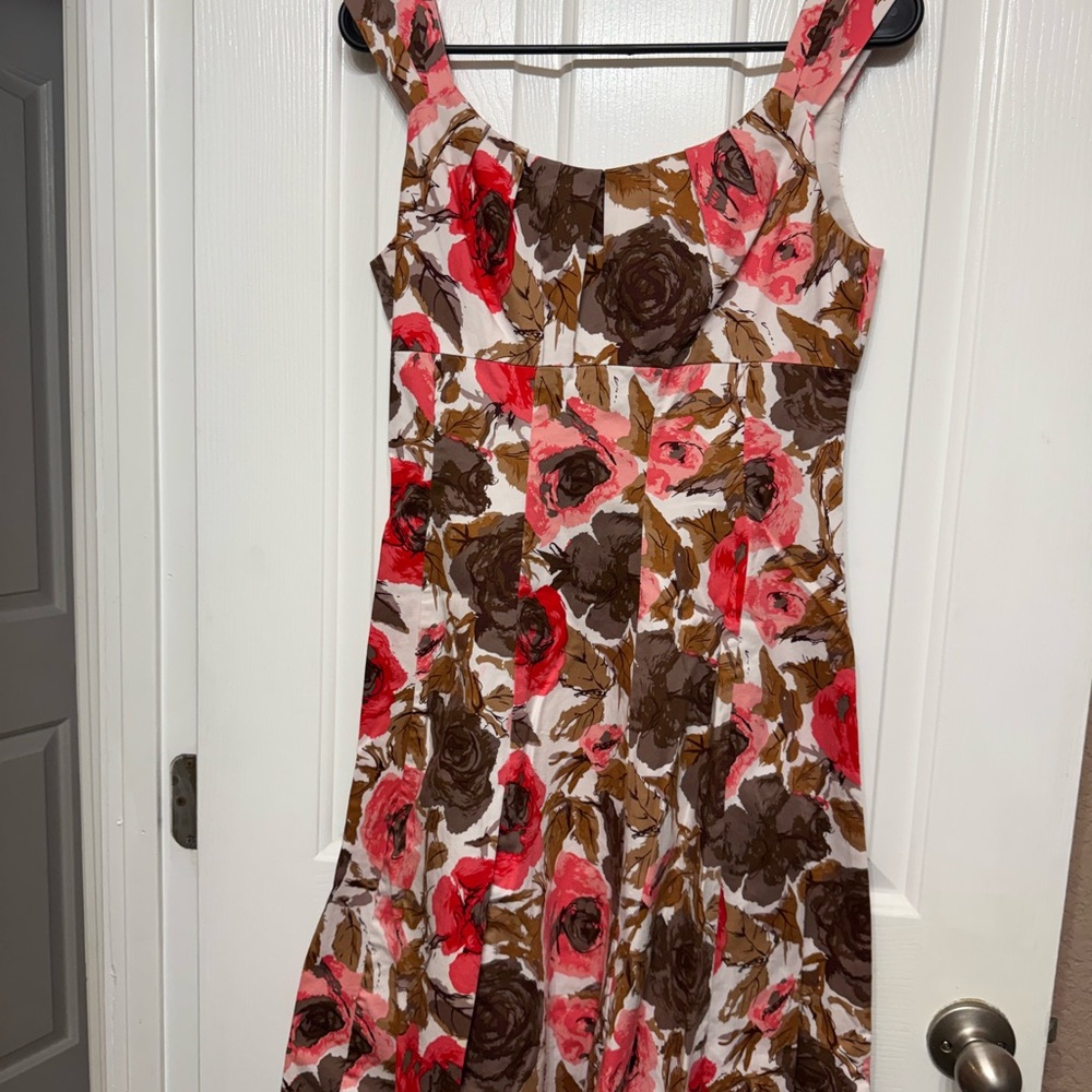 Floral Sleeveless Dress - Pink and Brown